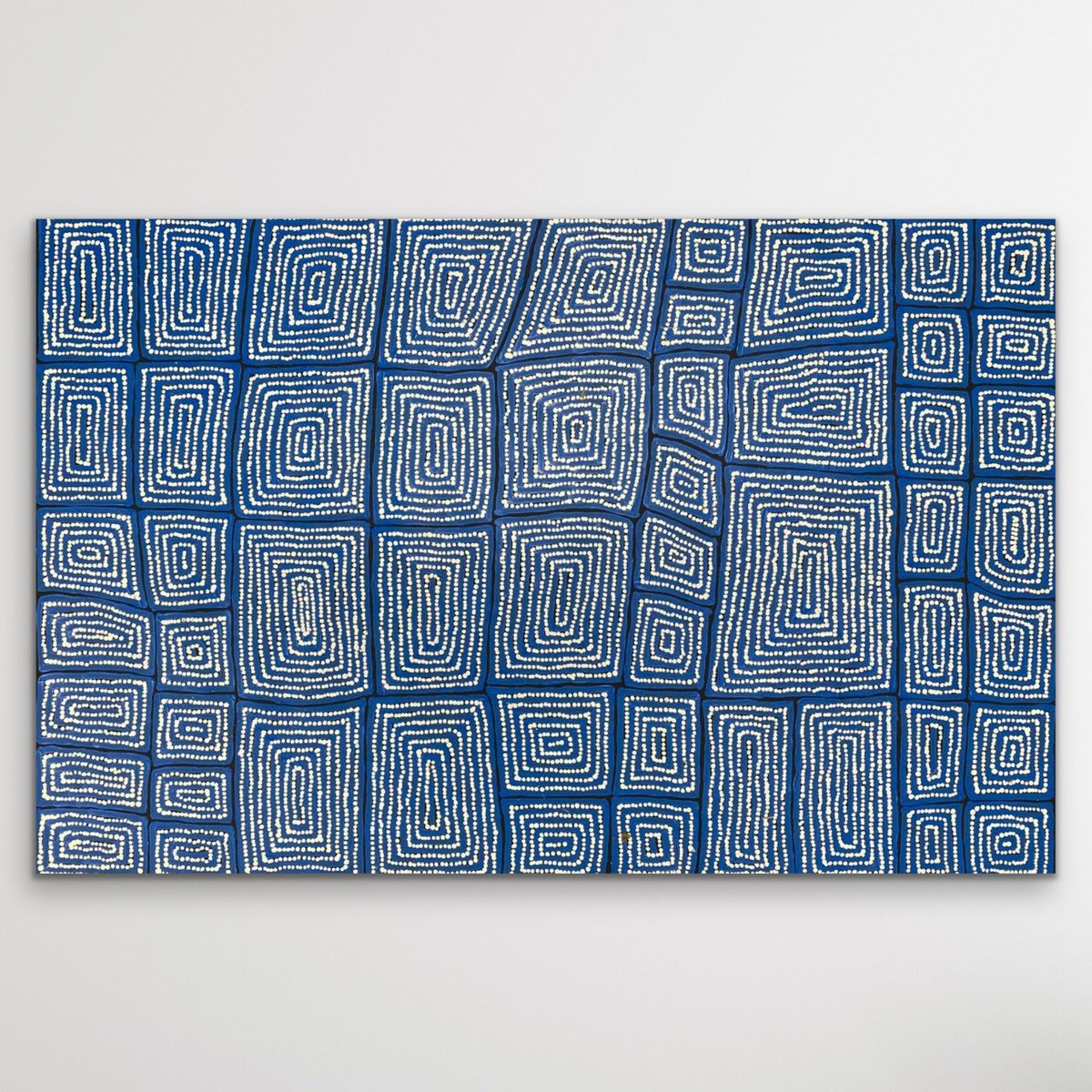 Blue and white patterned tingari Aboriginal Art full painting medium large size