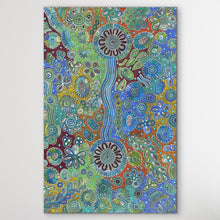 Load image into Gallery viewer, Colourful and bold bush flower painting inspired by Utopia region "Bush Flowers" Bernadine Johnson Kemarre 144cm x 94cm
