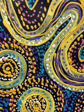 Load image into Gallery viewer, Colorful abstract contemporary art  with swirling designs on a black background
