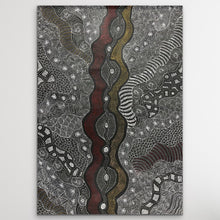 Load image into Gallery viewer, Aboriginal artwork with wavy patterns and geometric shapes on a white background
