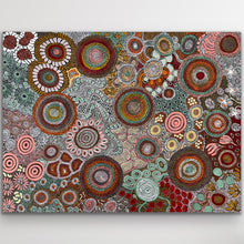 Load image into Gallery viewer, "Budgerigar &amp; Bush Tucker Story" original Aboriginal painting by Julieanne Turner Nungurrayi, 129cm x 98cm - authentic Indigenous Australian artwork
