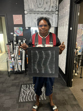 Load image into Gallery viewer, artist photo of Black and white sand dunes debbie brown Napaljarri
