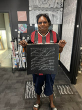 Load image into Gallery viewer, artist photo of Black and white sand dunes by artist debbie brown Napaljarri

