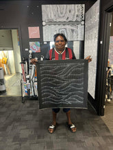 Load image into Gallery viewer, artist photo of Black and white sand dunes debbie brown Napaljarri
