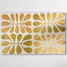 Load image into Gallery viewer, Acacia Leaves Watiya Tjuta by Debra Nangala McDonald showing gold acacia leaf forms on a light cream background
