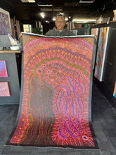 Load image into Gallery viewer, Debra Umala with original painting "Rainbow Serpent (Wanampi)" - Aboriginal artist
