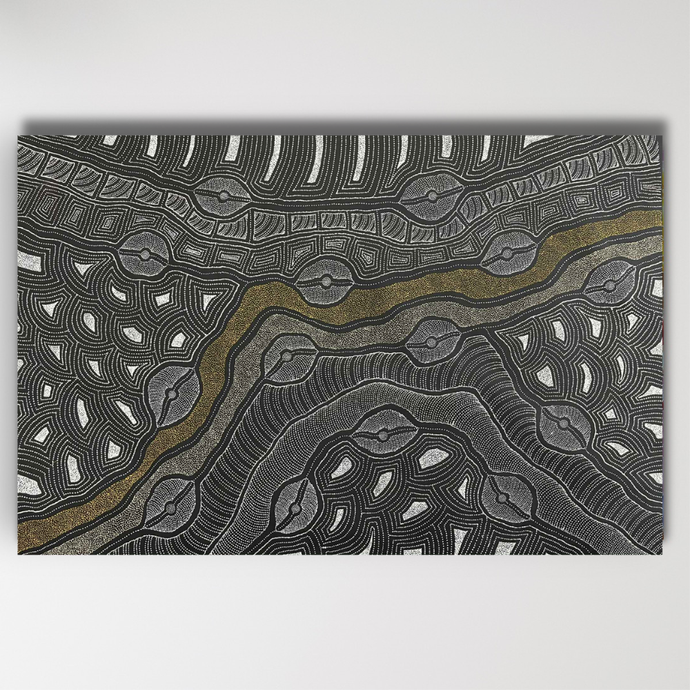 Delvine Pitjara Original painting My Country shown horizontal 