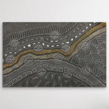 Load image into Gallery viewer, Indigneous artwork by Delvine Pitjara on black background
