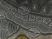 Load image into Gallery viewer,  Aboriginal art with dot patterns on a black background
