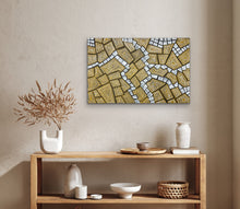 Load image into Gallery viewer, desert art piece on a wall above a wooden console table with decorative items.
