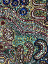 Load image into Gallery viewer, Curved pathways and circular motifs represent connection and ancestral routes through Country.
