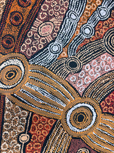 Load image into Gallery viewer, Close-up showing brushwork, concentric circles, and flowing linework from the Dreaming story
