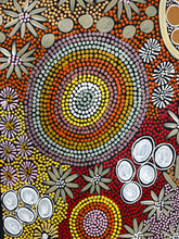 Load image into Gallery viewer, Colorful dot painting with concentric circles and floral elements
