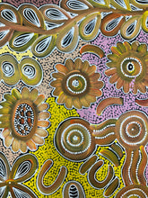 Load image into Gallery viewer, Colorful abstract design with floral patterns and concentric circles on a textured background.
