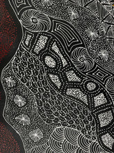 Load image into Gallery viewer, Black and white "My Country" Rayleen Pula Price 141cm x 97cm design with intricate patterns on a white background
