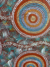 Load image into Gallery viewer, Julieanne Nungurrayi Turner with original painting "Budgerigar Dreaming" - Aboriginal artist

