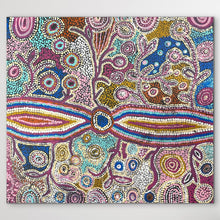Load image into Gallery viewer, seven sisters blue cream pink yellow on a white wall
