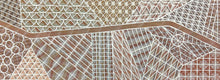 Load image into Gallery viewer, Close crop showing cross-hatched lines and ochre tones in Dreamtime Road.
