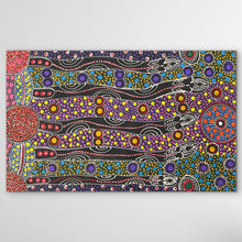 Load image into Gallery viewer, "Dreamtime Sisters" original Aboriginal painting by Cindy Wallace, 72cm x 44cm - authentic Indigenous Australian artwork
