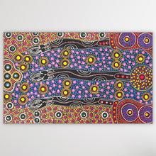 Load image into Gallery viewer, "Dreamtime Sisters" original Aboriginal painting by Cindy Wallace, 72cm x 44cm - authentic Indigenous Australian artwork
