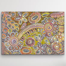 Load image into Gallery viewer, "Bush Flowers" original Aboriginal painting by Bernadine Johnson Kemarre, 62cm x 42cm - authentic Indigenous Australian artwork

