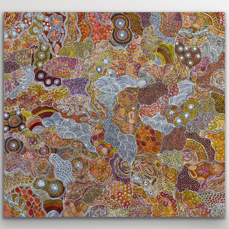 "My Country (Utopia)" original Aboriginal painting by Janet Golder Kngwarreye, 196cm x 184cm - authentic Indigenous Australian artwork