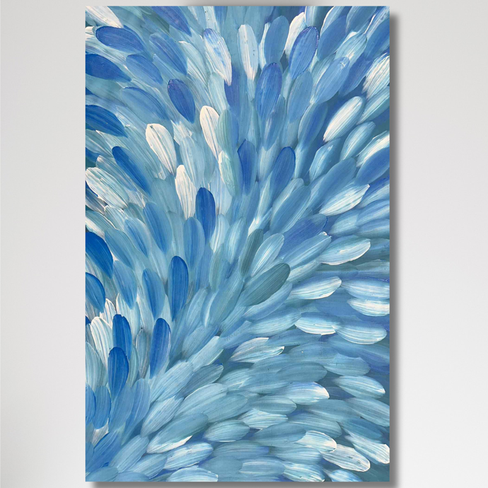 Original Painting Esther haywood Blue Medicine Leaves vertical 