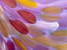 Load image into Gallery viewer, Esther Haywood Petyarre Bush Medicine Leaves Aboriginal artwork with pink purple red and orange gradient effect 143cm x 89cm
