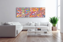 Load image into Gallery viewer, Modern living room with a colorful medicine leaves on the wall above a white couch
