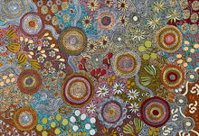 Load image into Gallery viewer, "Budgerigar Dreaming and Bush Tucker" original Aboriginal painting by Julieanne Turner Nungurrayi, 115cm x 79cm - authentic Indigenous Australian artwork

