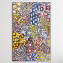 Load image into Gallery viewer, Colorful Aboriginal artwork with floral patterns on a white background vertical
