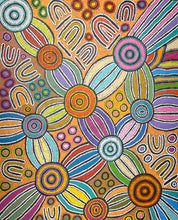 Load image into Gallery viewer, "Women Collecting Bush Tucker" Debra Nangala McDonald 120cm x 97cm dot painting
