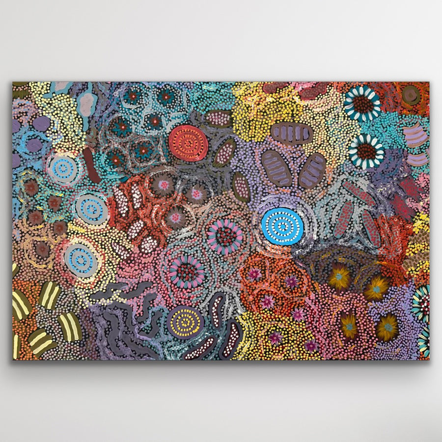 Aboriginal art canvas print Grandmother’s Country 2026 by Michelle Possum Nungurrayi depicting women’s Country and Dreaming stories