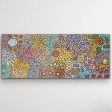 Load image into Gallery viewer, A stunning aerial composition alive with intricate dot work and patterns symbolising sacred sites around Yuelamu.
