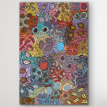 Load image into Gallery viewer, Full vertical photo of Michelle Possum’s Grandmother’s Country artwork showing colourful detail
