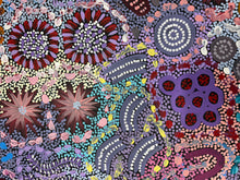 Load image into Gallery viewer, Grandmother&#39;s Country Aboriginal art by Michelle Possum Nungurrayi aerial landscape style
