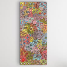 Load image into Gallery viewer, Rich pinks, yellows and greens flow through this stunning large canvas inspired by Yuelamu Country.
