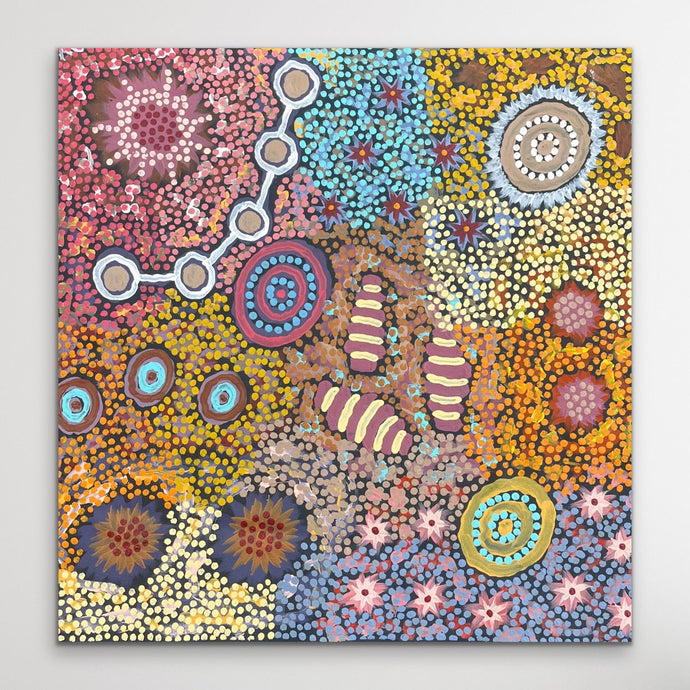 Michelle Possum painting square displayed on white wall