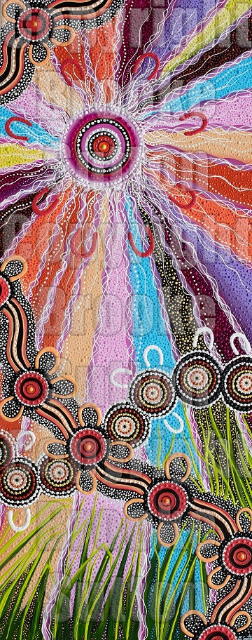 "Kathit Ngkaarli (Grass Weaving)" Brooke Sutton 151cm x 61cm