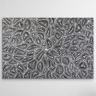 High quality Aboriginal canvas print Water Dreaming by Marshall Jangala Robertson showing intricate patterns and storytelling