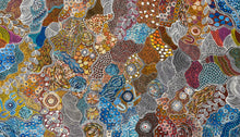 Load image into Gallery viewer, Detailed section of the canvas highlighting layered colours and flowing patterns.
