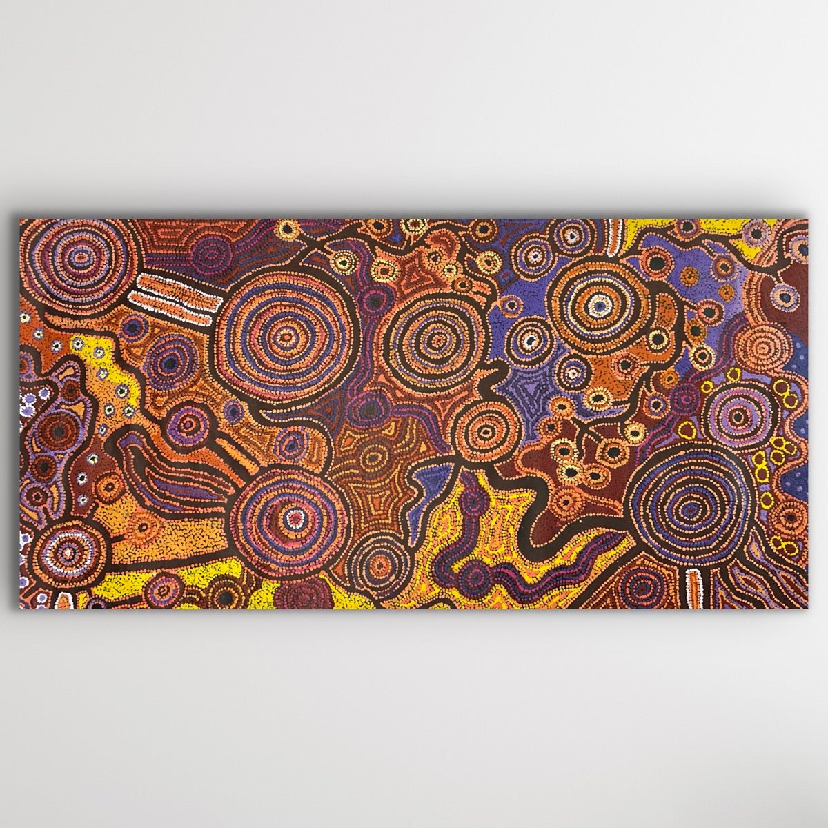 "Country" original Aboriginal painting by Daisybell Kulyuru, 86cm x 179cm - authentic Indigenous Australian artwork