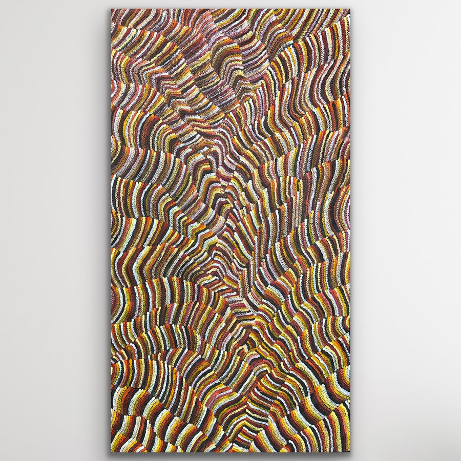 "Sand Dunes (Tali)" original Aboriginal painting by Maureen Nampijinpa Hudson, 143cm x 79cm - authentic Indigenous Australian artwork