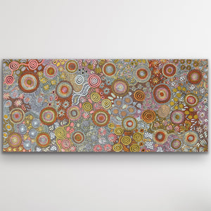 "Budgerigar Dreaming and Bush Tucker Story" Julieanne Nungurrayi Turner 205cm x 95cm