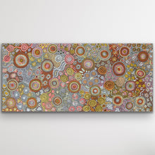 Load image into Gallery viewer, "Budgerigar Dreaming and Bush Tucker Story" original Aboriginal painting by Julieanne Nungurrayi Turner, 205cm x 95cm - authentic Indigenous Australian artwork
