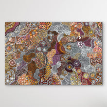 Load image into Gallery viewer, Janet Golder Kngwarreye&#39;s 180cm x 116cm painting My Country from Utopia  as shown vertically on wall
