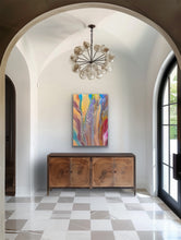 Load image into Gallery viewer, Pantu Salt Lake Dawn Aboriginal canvas print by Janice Stanley in modern entryway interior, Australian Indigenous wall art
