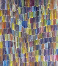 Load image into Gallery viewer, colourful yam dreaming story authentic aboriginal art full view painting
