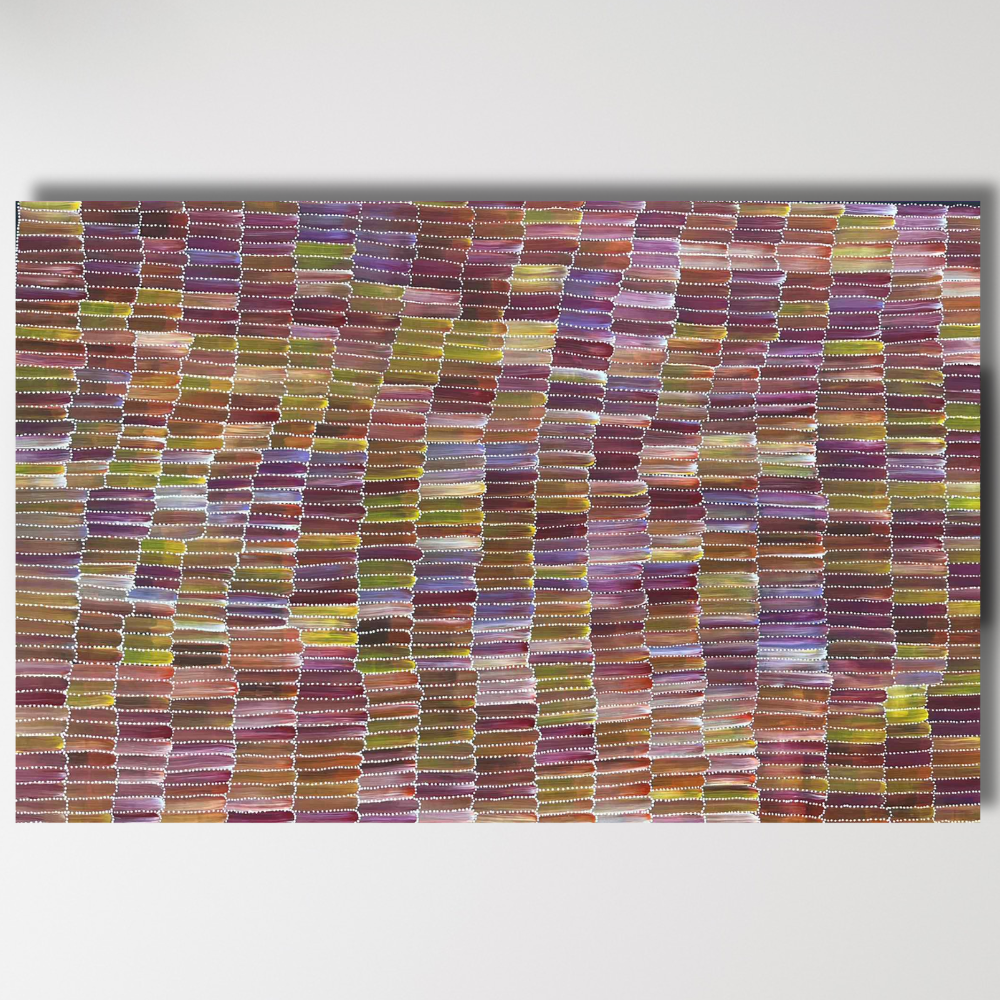 Jeannie Mills Pwerle Yam dreaming horizontal. original Indigenous artwork. 