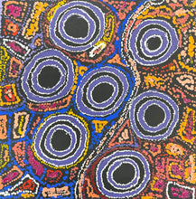 Load image into Gallery viewer, Detail view of Yumari Jukurrpa showing layered dot work and ceremonial patterning by Joy Nangala Brown
